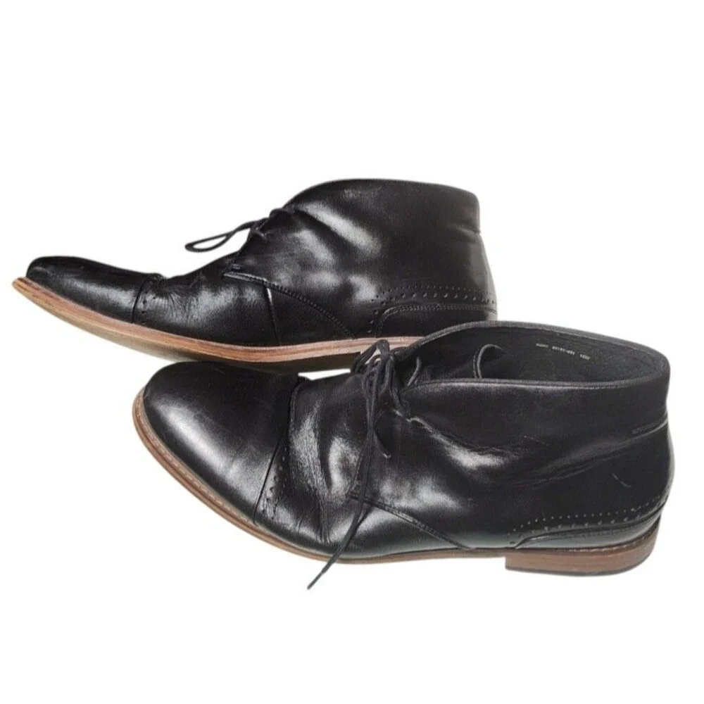 Stacy Adams Men's Ashby Cap-Toe Lace-Up Chukka Boots Size 15W Black Leather